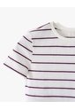 Camiseta Slim Manga Corta Crudo Rayas Mujer Beige de Gef