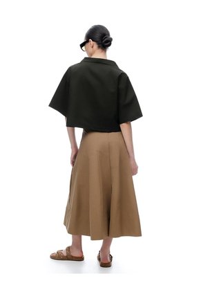 Camisa Regular Manga 3/4 Verde Mujer Verde