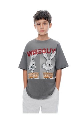 Camiseta Regular Manga Corta Gris Gris