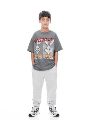 Camiseta Regular Manga Corta Gris Gris