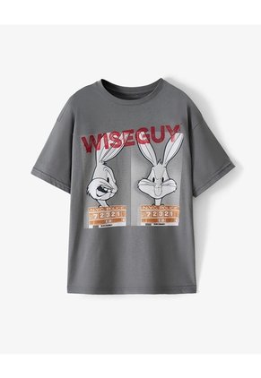 Camiseta Regular Manga Corta Gris Gris