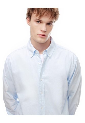 Camisa Manga Larga Regular Algodón Azul Hombre Azul Gef