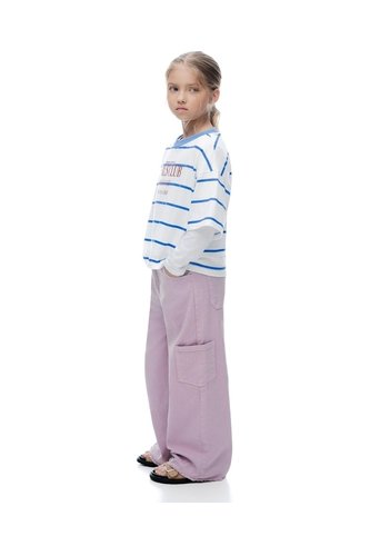 Jean Loose Tiro Medio Drill Rosado Niña Rosa Gef