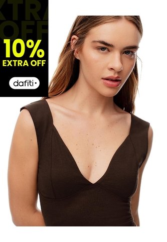 Crop Top Slim Algodón Chocolate Mujer Chocolate Gef