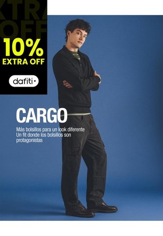 Jean Cargo Recto Negro Hombre Azul Gef