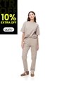Pantalón Recto Tiro Medio Algodón Taupe Mujer Marron de Gef