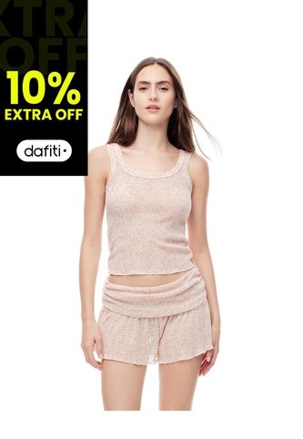 Short De Pijama Transparencia Crema Mujer Rojo Gef