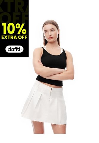 Falda Corta Tiro Alto Denim Blanca Mujer Blanco Gef