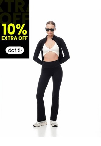 Pantalón Deportivo Flare Secado Rápido Negro Mujer Negro Gef