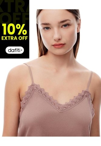 Blusa Relax Encaje Café Mujer Cafe Gef
