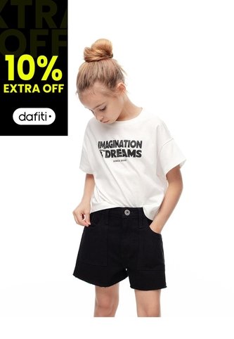 Short Tiro Medio Denim Negro Niña Azul Gef