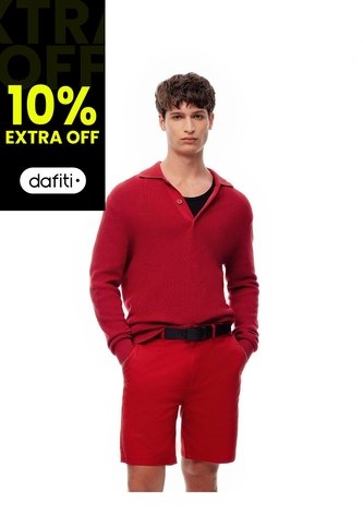 Bermuda Regular Drill Algodón Roja Hombre Rojo Gef