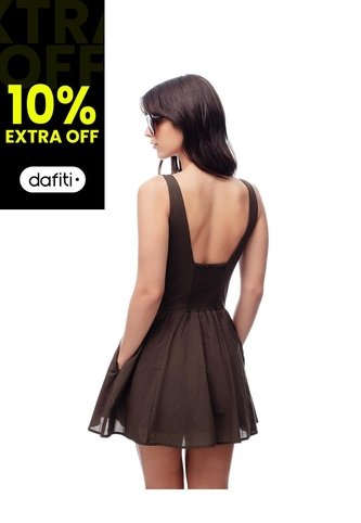 Vestido Mini Con Falda En A Chocolate Mujer Chocolate Gef