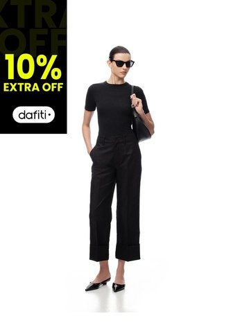 Pantalón Culotte Tiro Medio Negro Mujer Negro Gef