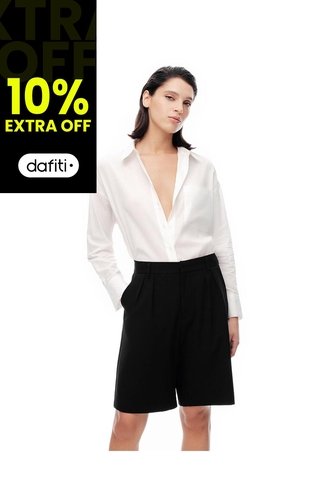 Bermuda Regular Tiro Alto Negra Mujer Negro Gef
