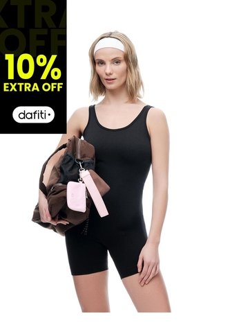 Enterizo Deportivo Seamless Negro Mujer Negro Gef