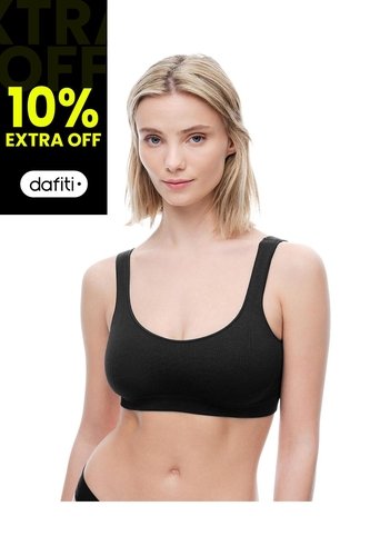 Top Soporte Medio Seamless Negro Mujer Negro Gef