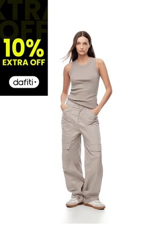 Pantalón Cargo Tiro Alto Gris Mujer Gris Gef