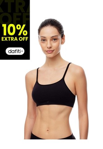 Top Soporte Medio Seamless Negro Mujer Negro Gef