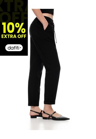 Pantalón Recto Tiro Alto Negro Mujer Negro Gef