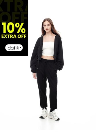 Jogger Tiro Medio Algodón Negro Mujer Negro Gef