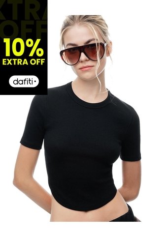 Camiseta Relax Algodón Negra Mujer Negro Gef