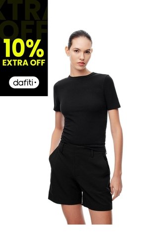 Short Tiro Medio Negro Mujer Negro Gef