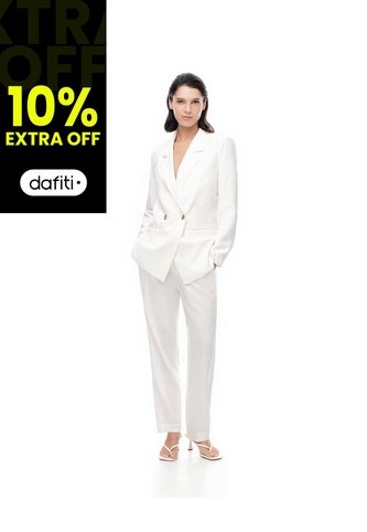 Pantalón Regular Alto Blanco Mujer Blanco Gef