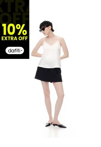 Falda Short Tiro Alto Negra Mujer Negro Gef