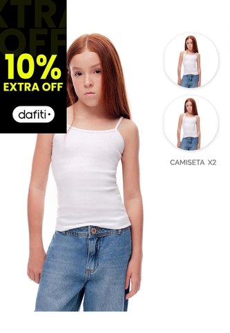 Camisilla Slim Algodón X2unds Niña Blanco Gef