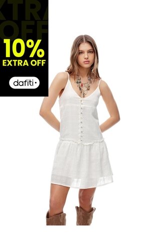 Vestido Corto & Flare Blanco Mujer Blanco Gef