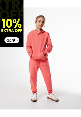 Jogger Regular Tiro Medio Coral Niña Coral Gef