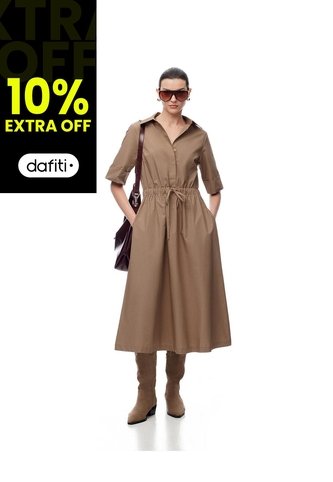 Vestido Midi Falda En A Café Mujer Cafe Gef