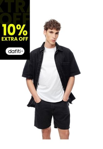 Bermuda Denim Regular Negra Hombre Azul Gef