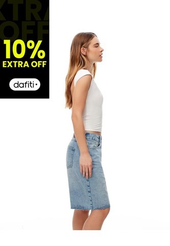 Bermuda Regular Tiro Medio Denim índigo Medio Mujer Azul Oscuro Gef