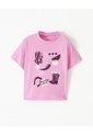 Camiseta Regular Algodón Rosa Estampada Niña Rosa de Gef