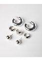 Aretes Pack X3 Plateados Mujer de Gef