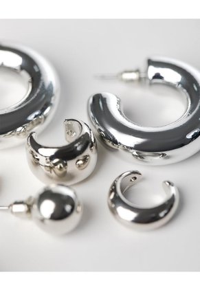 Aretes Pack X3 Plateados Mujer