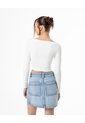 Falda Tiro Alto Denim índigo Medio Mujer Azul de Gef