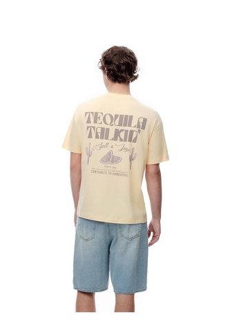 Camiseta Regular Algodón Amarilla Estampada Hombre Amarillo Gef
