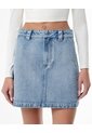 Falda Tiro Alto Denim índigo Medio Mujer Azul de Gef