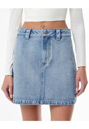 Falda Tiro Alto Denim índigo Medio Mujer Azul