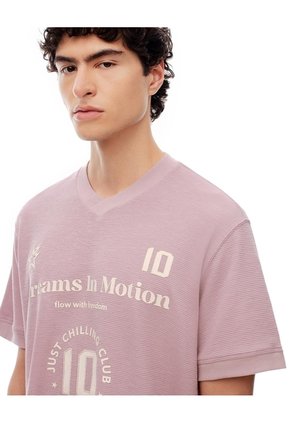 Camiseta Oversize Algodón Palo Rosa Estampada Hombre Rosa