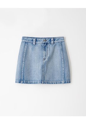 Falda Tiro Alto Denim índigo Medio Mujer Azul