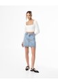 Falda Tiro Alto Denim índigo Medio Mujer Azul de Gef