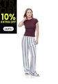 Pantalón Relaxed Tiro Medio Azul Rayas Mujer Azul de Gef