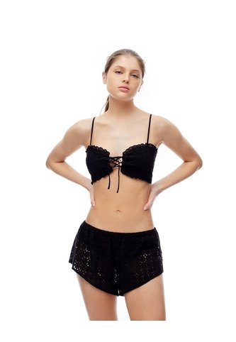 Short De Pijama Ojalillo Negro Mujer Negro Gef