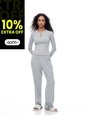 Pantalón Regular Tiro Medio Gris Mujer Gris de Gef