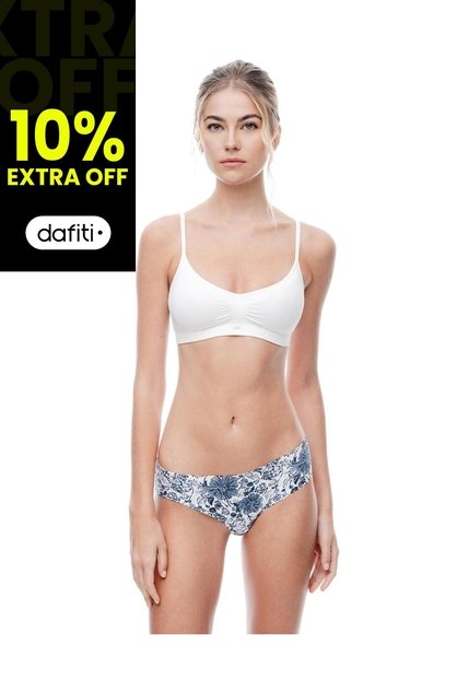 Panty Cachetero Tiro Medio Invisible Estampado Mujer Azul