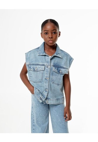 Chaleco Oversize Denim índigo Medio Niña Azul Oscuro Gef